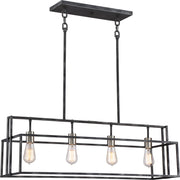 Lake 4-Light Linear Chandelier in Iron Black and Brushed Nickel