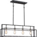Lake 4 Light Island Pendant in Iron Black with Brushed Nickel Accents