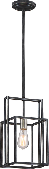 Lake 1 Light Mini Pendant in Iron Black with Brushed Nickel Accents