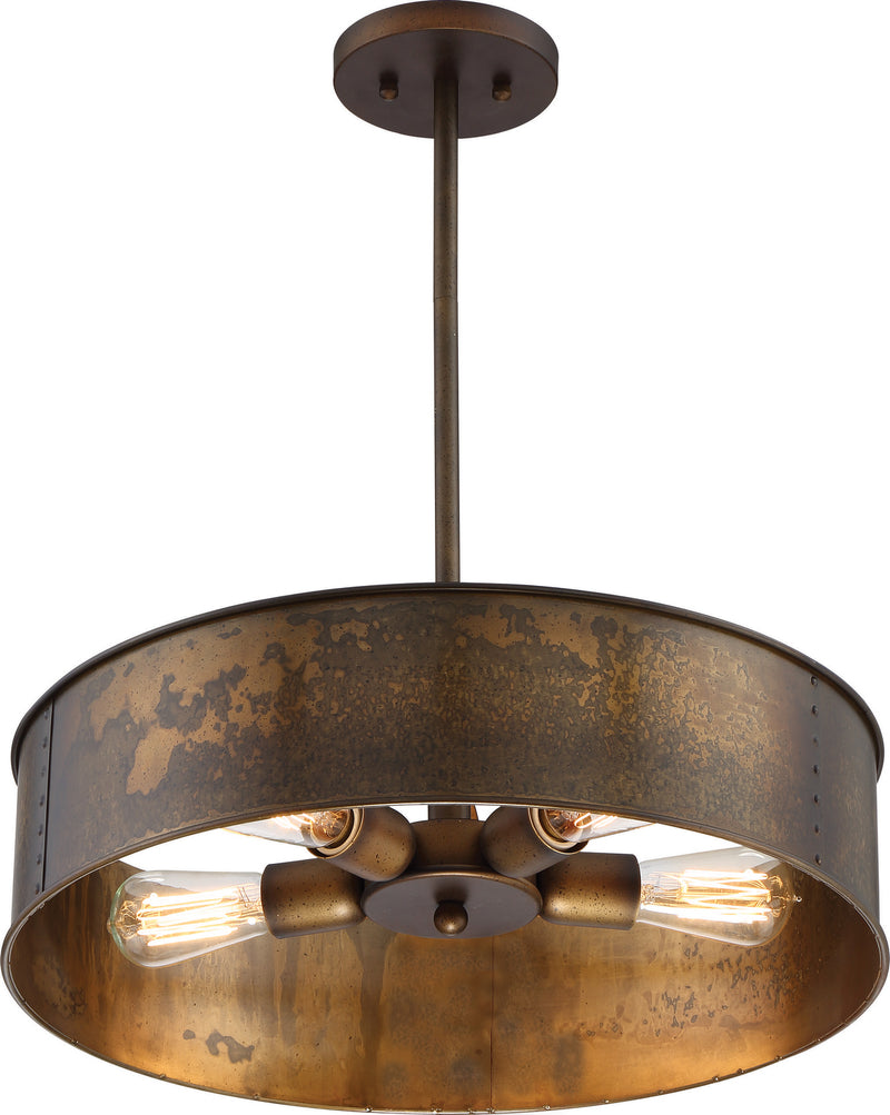 Kettle 4 Light Pendant in Weathered Brass