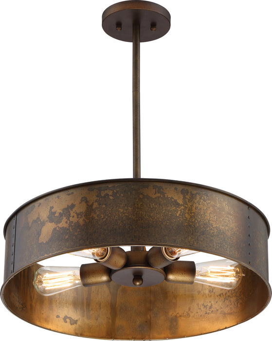 Kettle 4 Light Pendant in Weathered Brass