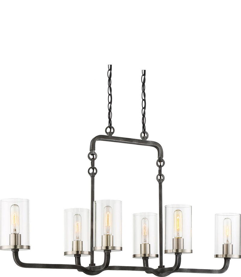 Sherwood 6-Light Island Chandelier in Iron Black and Brushed Nickel