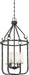 Sherwood 4-Light Caged Pend in Iron Black with Brushed Nickel Accents
