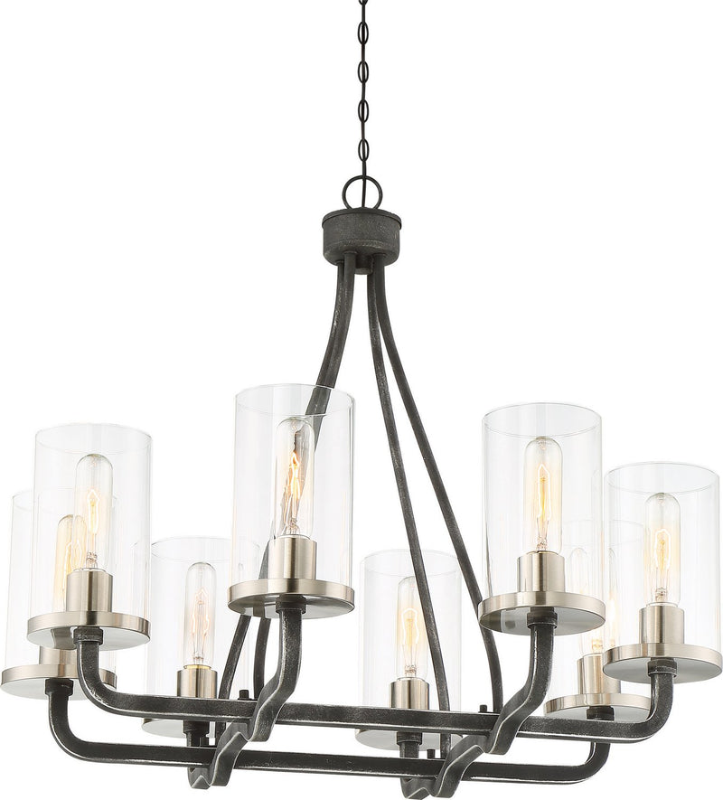 Sherwood 8-Light Chandelier in Iron Black and Brushed Nickel