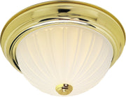 13.25" 2-Light Patterned Glass Flush Mount in Polished Brass
