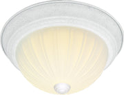 13.25" 2-Light Patterned Glass Flush Mount in Textured White