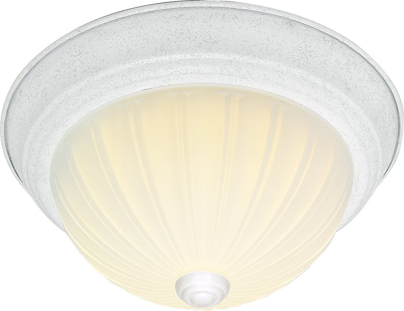 13.25" 2-Light Patterned Glass Flush Mount in Textured White