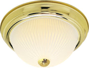 11.25" 2-Light Patterned Glass Flush Mount in Polished Brass