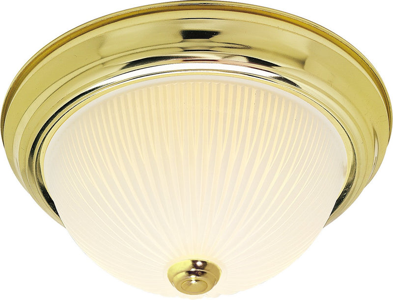 11.25" 2-Light Patterned Glass Flush Mount in Polished Brass