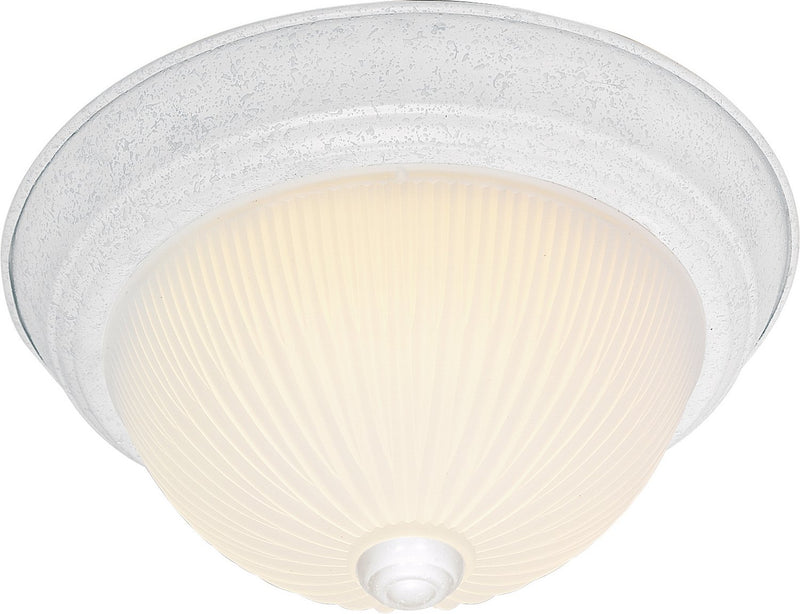 11.25" 2-Light Patterned Glass Flush Mount in Textured White