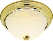 13.25" 2-Light Patterned Glass Flush Mount in Polished Brass