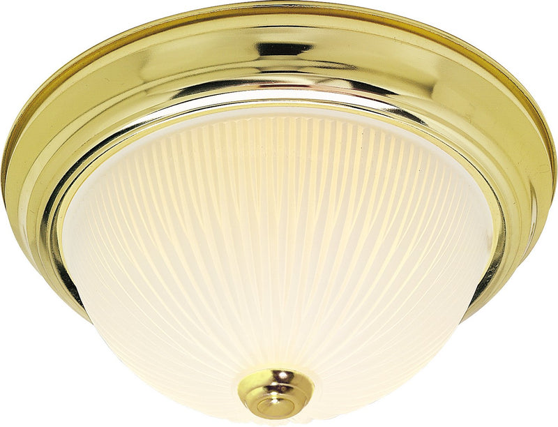 13.25" 2-Light Patterned Glass Flush Mount in Polished Brass