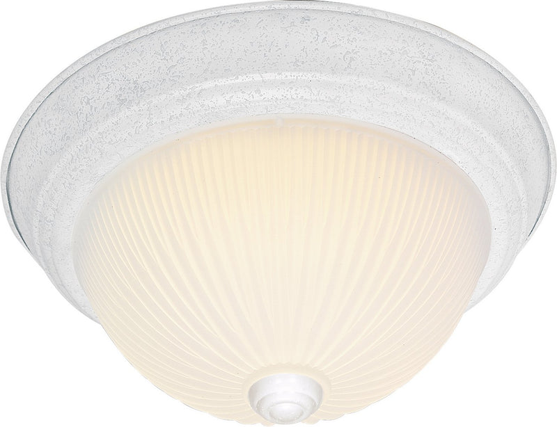 13.25" 2-Light Patterned Glass Flush Mount in Textured White