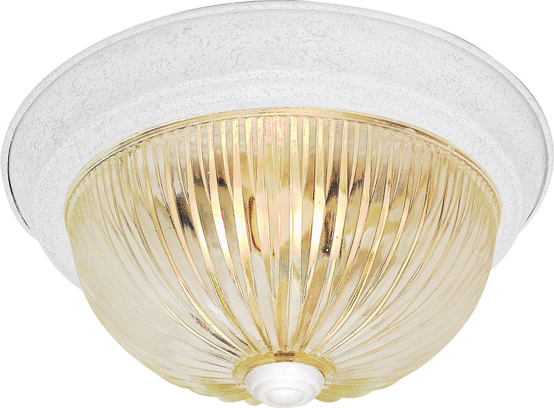 15.25" 3-Light Patterned Glass Flush Mount in Textured White