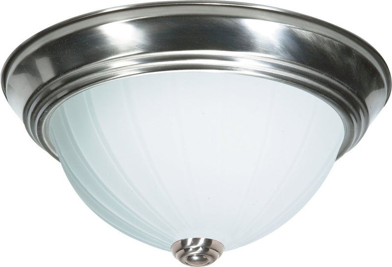 15.25" 3-Light Patterned Glass Flush Mount in Brushed Nickel