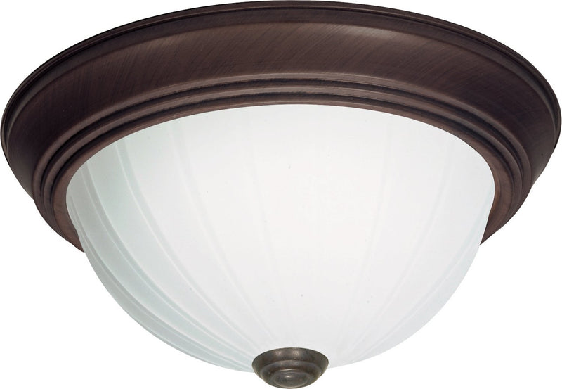 11.25" 2-Light Patterned Glass Flush Mount in Old Bronze