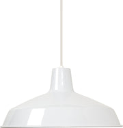 16" Warehouse Pendant in White and White Interior