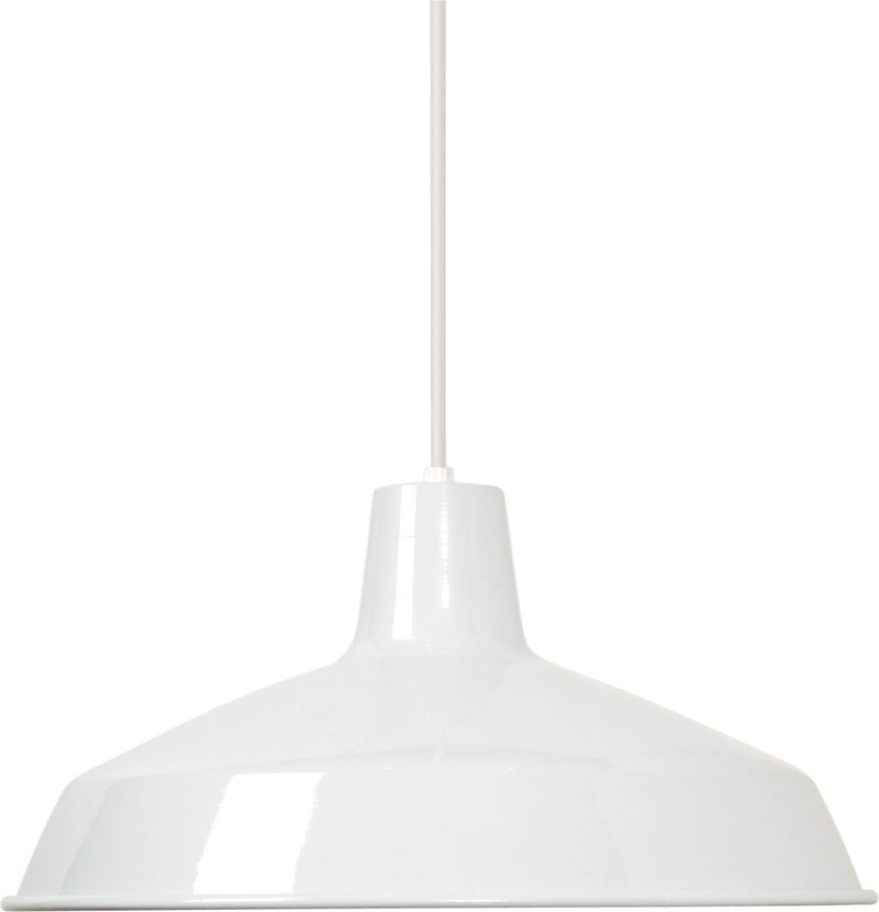 16" Warehouse Pendant in White and White Interior