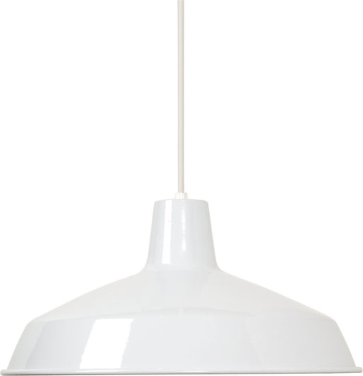 16" Warehouse Pendant in White and White Interior