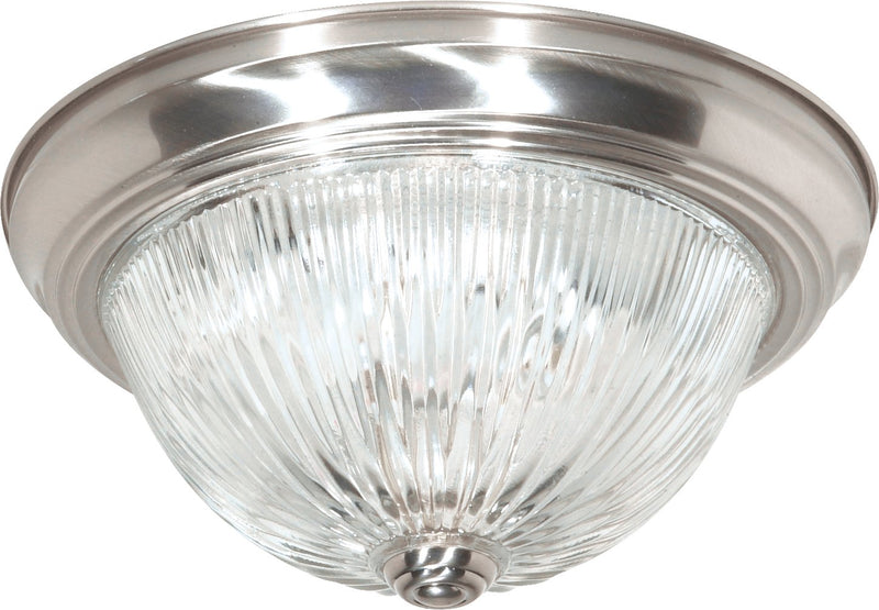15.25" 3-Light Patterned Glass Flush Mount in Brushed Nickel