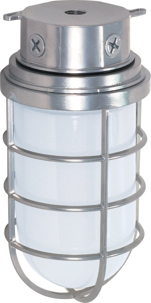 5.5" Frosted Cylinder Outdoor Ceiling Light in Metallic Silver