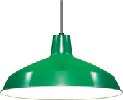 16" Warehouse Pendant in Green and White Interior