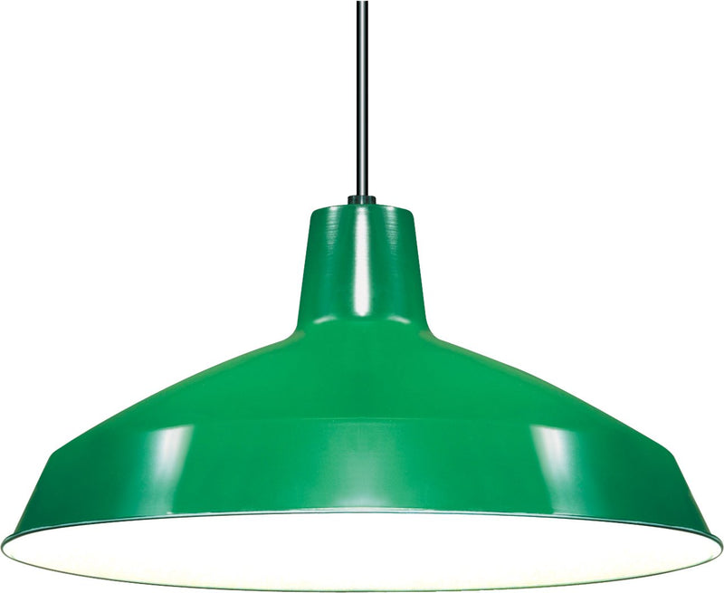 16" Warehouse Pendant in Green and White Interior