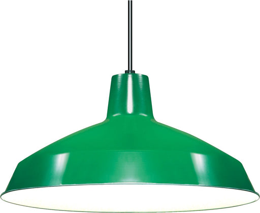 16" Warehouse Pendant in Green and White Interior