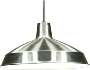 16" Warehouse Pendant in Brushed Nickel and White Interior