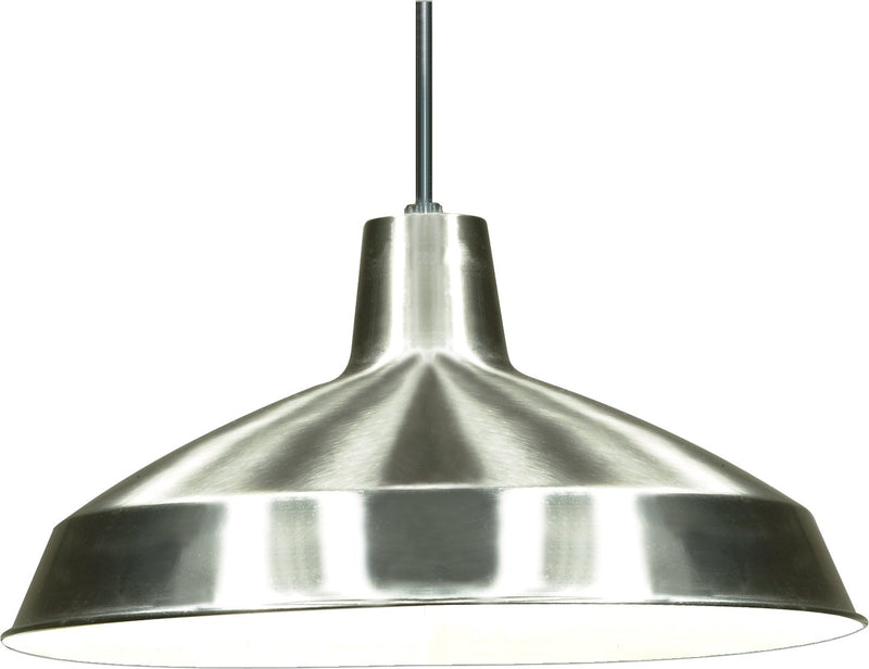 16" Warehouse Pendant in Brushed Nickel and White Interior