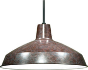 16" Warehouse Shade Pendant in Old Bronze and White Interior
