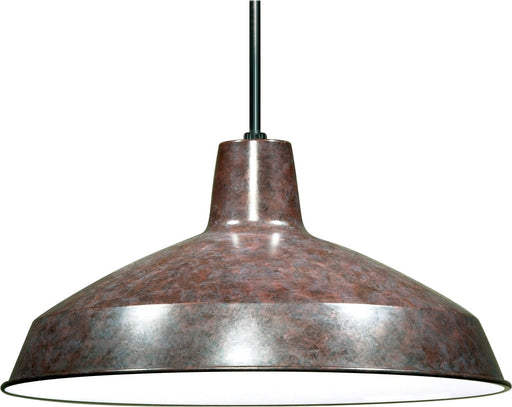 16" Warehouse Shade Pendant in Old Bronze and White Interior