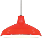 16" Warehouse Shade Pendant in Red and White Interior