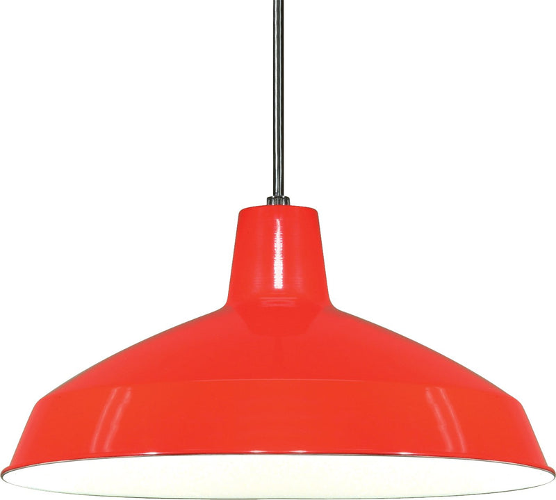 16" Warehouse Shade Pendant in Red and White Interior