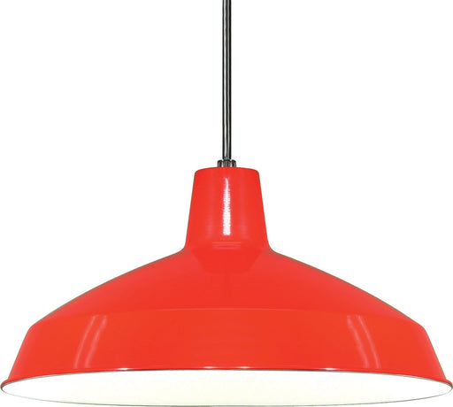 16" Warehouse Shade Pendant in Red and White Interior