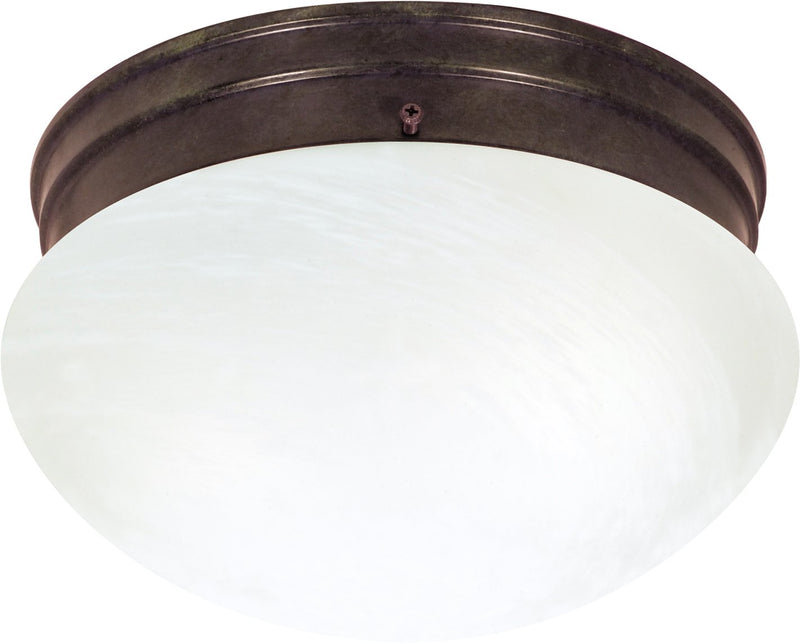9.5" 2-Light Alabaster Flush Mount in Old Bronze