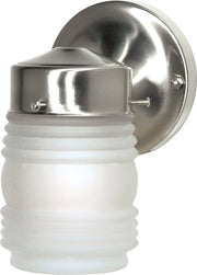Ribbed Glass Outdoor Wall Lantern in Brushed Nickel