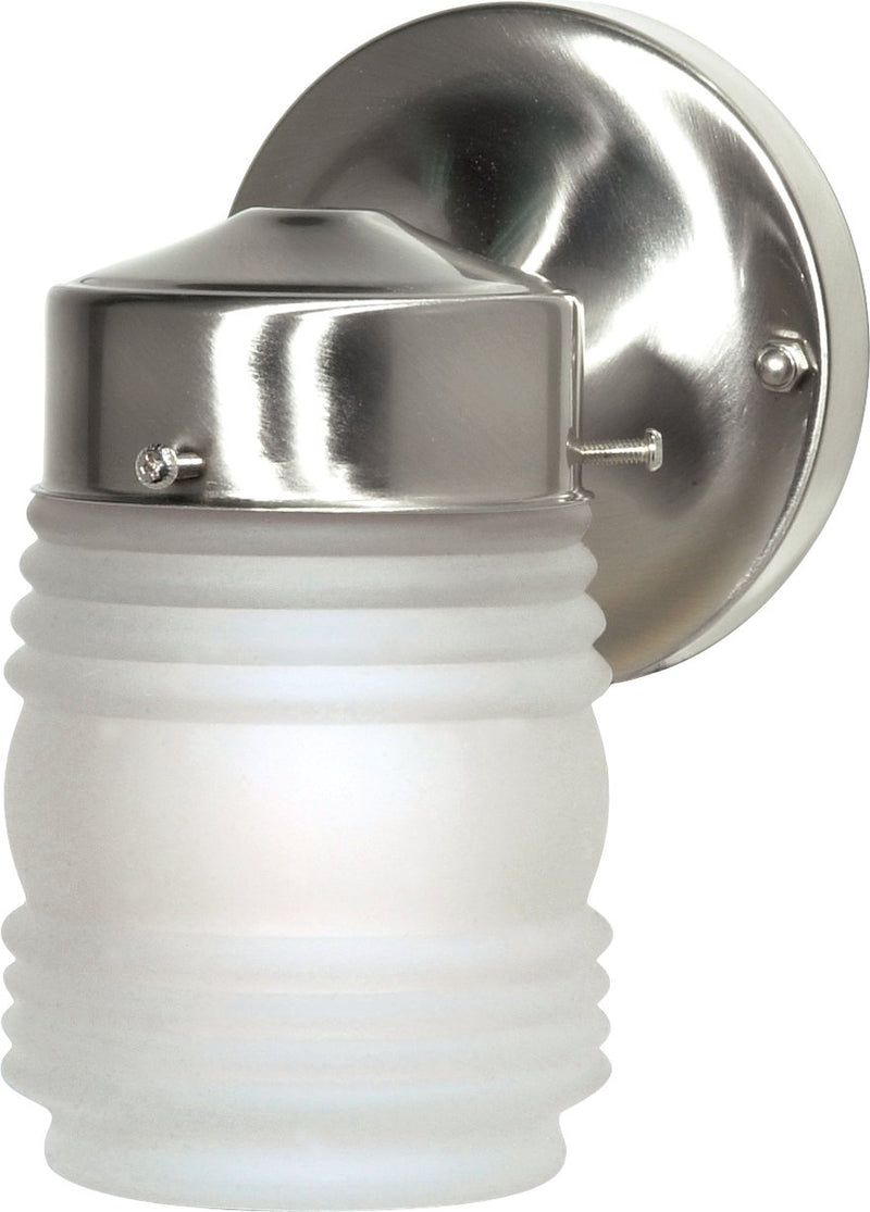 Ribbed Glass Outdoor Wall Lantern in Brushed Nickel