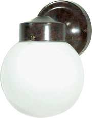 White Glass Globe Outdoor Wall Lantern in Old Bronze