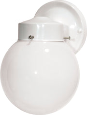White Glass Globe Outdoor Wall Lantern in Gloss White