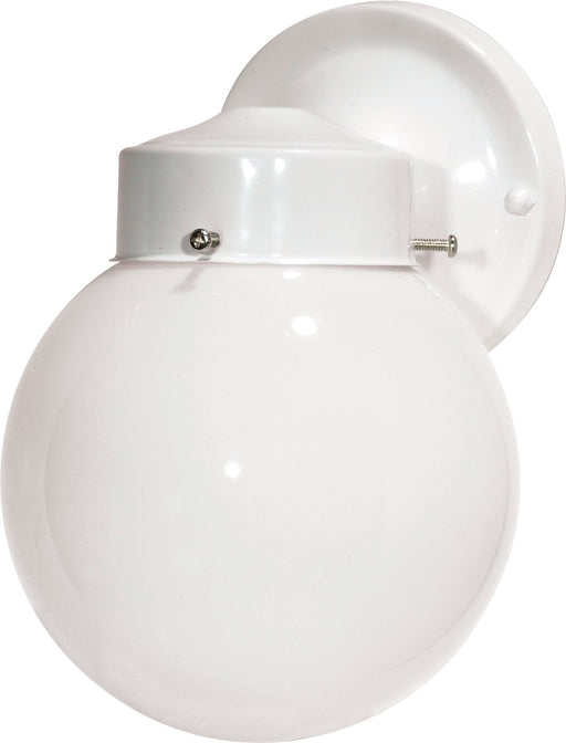 White Glass Globe Outdoor Wall Lantern in Gloss White