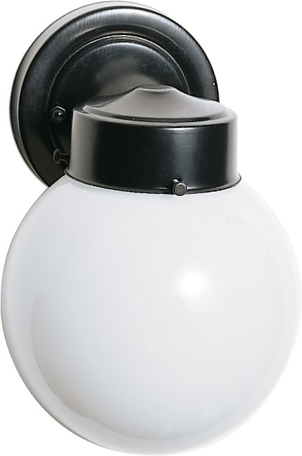 5.5" Plastic Globe Outdoor Wall Lantern in Black
