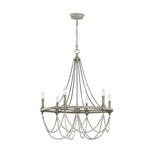Beverly 6-Light Chandelier in French Washed Oak / Distressed White Wood