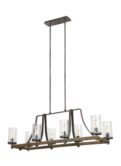 Angelo 8-Light Linear Pendant in Distressed Weathered Oak / Slate Grey Metal