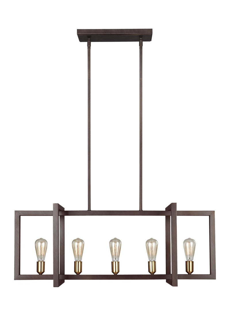 Finnegan 5-Light Linear Pendant in New World Bronze