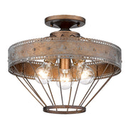 Ferris 3-Light Semi-Flush Mount in Copper Patina