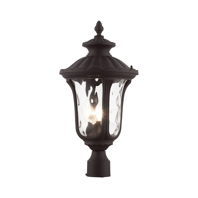Oxford 3-Light Large Outdoor Post Light with Clear Water Glass in Bronze