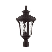 Oxford 3-Light Large Outdoor Post Light with Clear Water Glass in Bronze