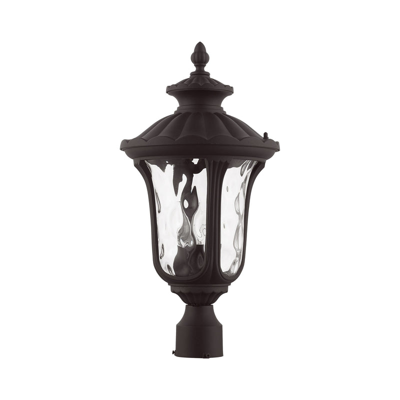 Oxford 3-Light Large Outdoor Post Light with Clear Water Glass in Bronze