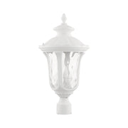 Oxford 3-Light Large Outdoor Post Light with Clear Water Glass in Textured White